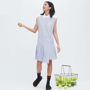 Uniqlo x JW Anderson Pinstripe Sleeveless Pleated Shirt Dress